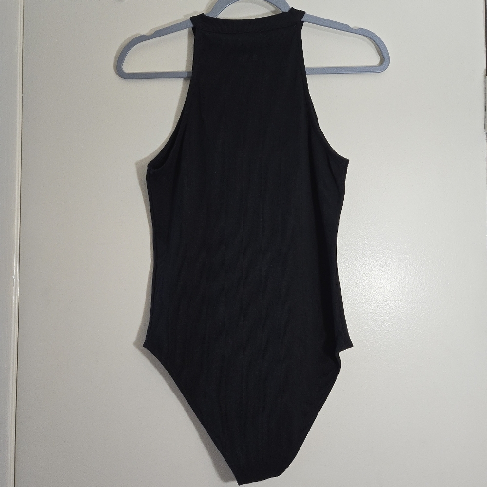 Top Shop Racerback Black Ribbed Zip Up Bodysuit Size US 8 - Picture 3 of 9